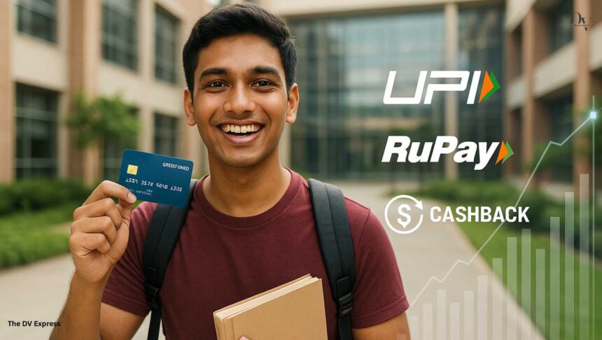 AI-generated image of Indian student with credit card